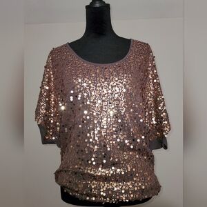 Elegant Sequin Women's Top in Copper